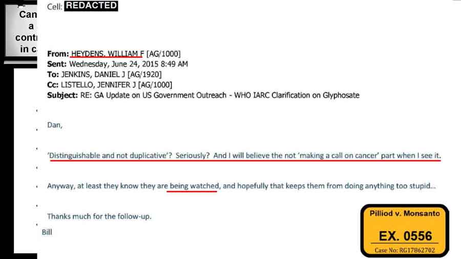 Email from William Heydens to Daniel Jenkins